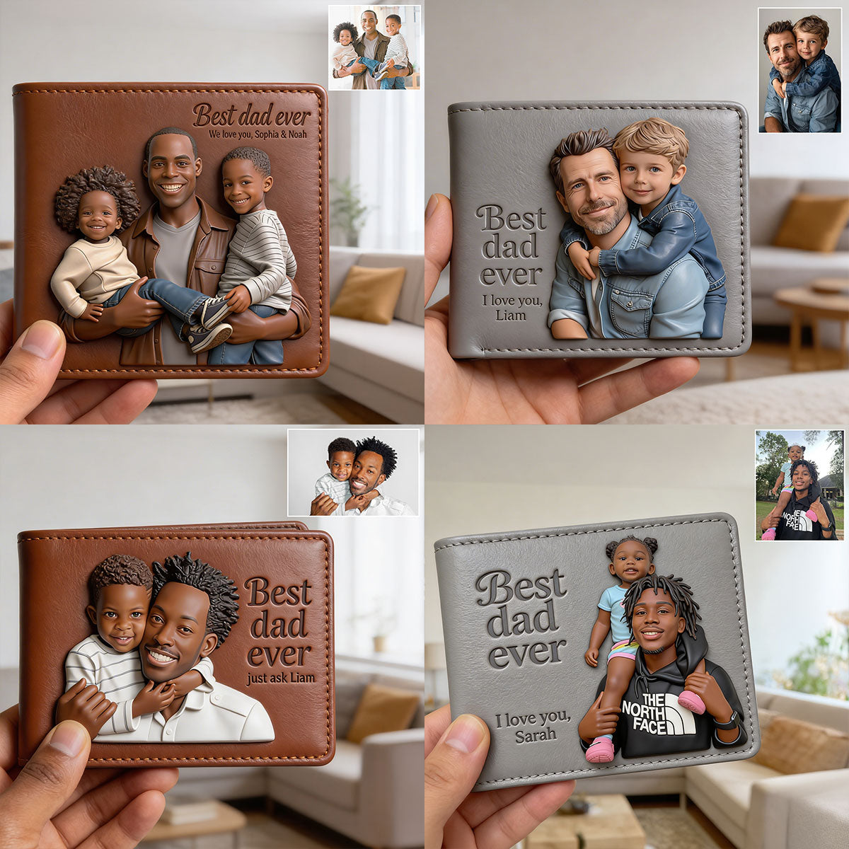 Custom Any Photo - Personalized Father Leather Wallet