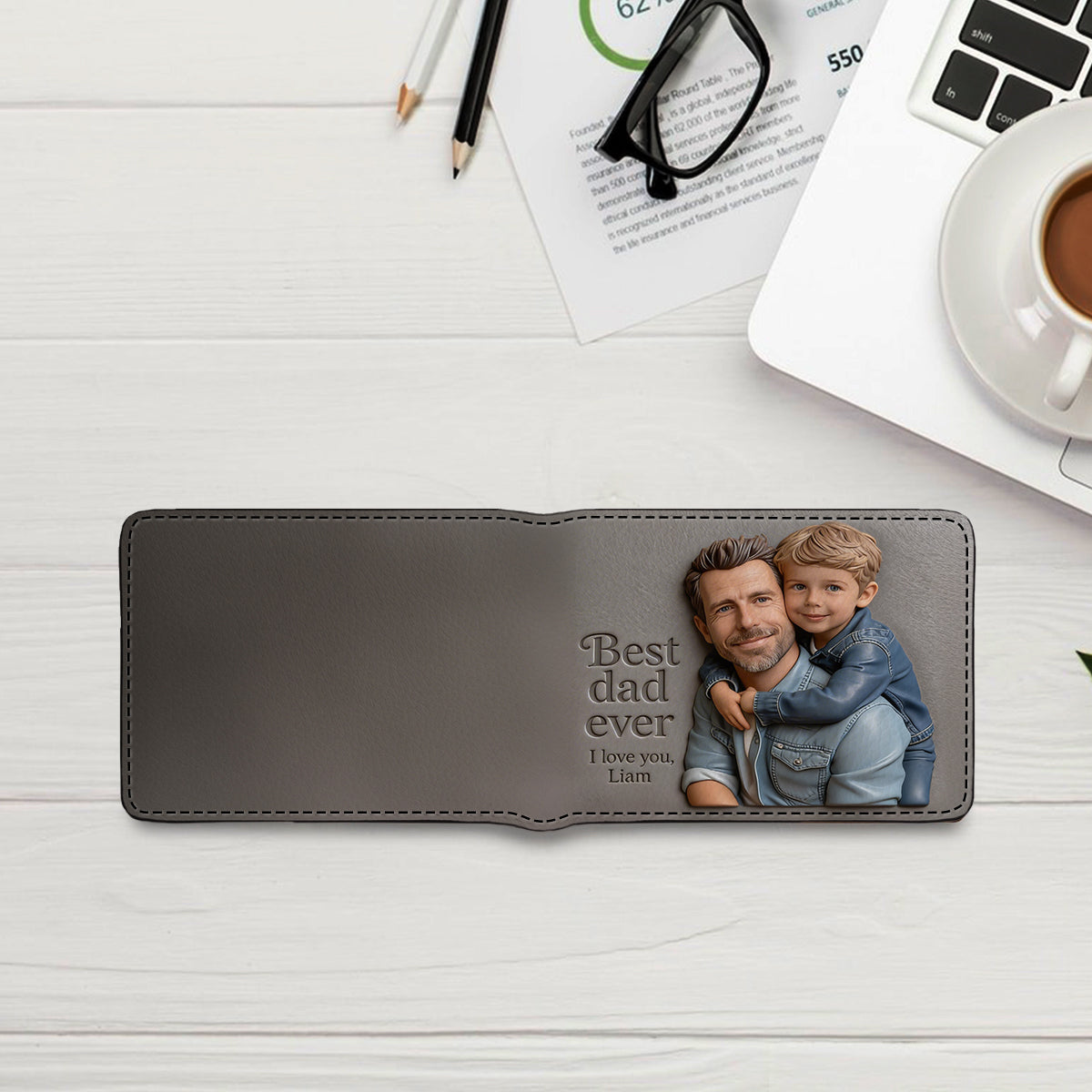Custom Any Photo - Personalized Father Leather Wallet