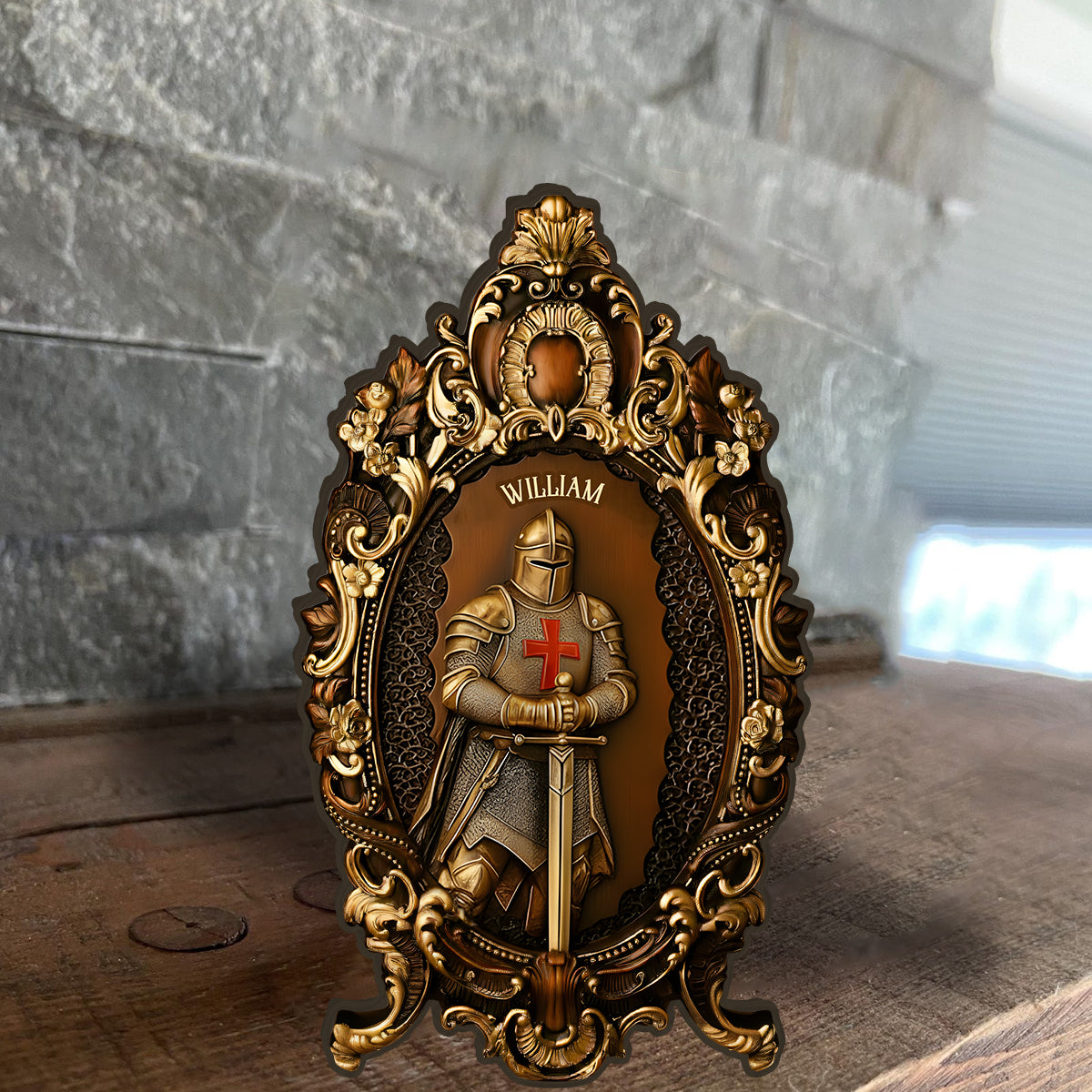 Knight Of God - Personalized Christian Custom Shaped Wood Plaque