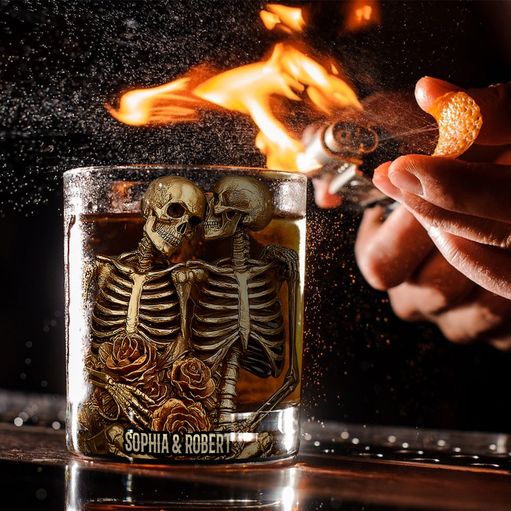 Couple Skeleton - Personalized Skull Whiskey Glass