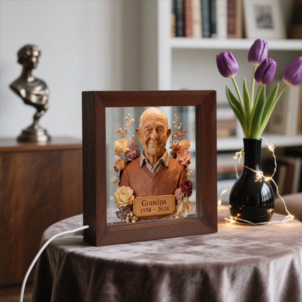 Custom From Any Photo - Personalized Memorial Wooden Frame LED Light