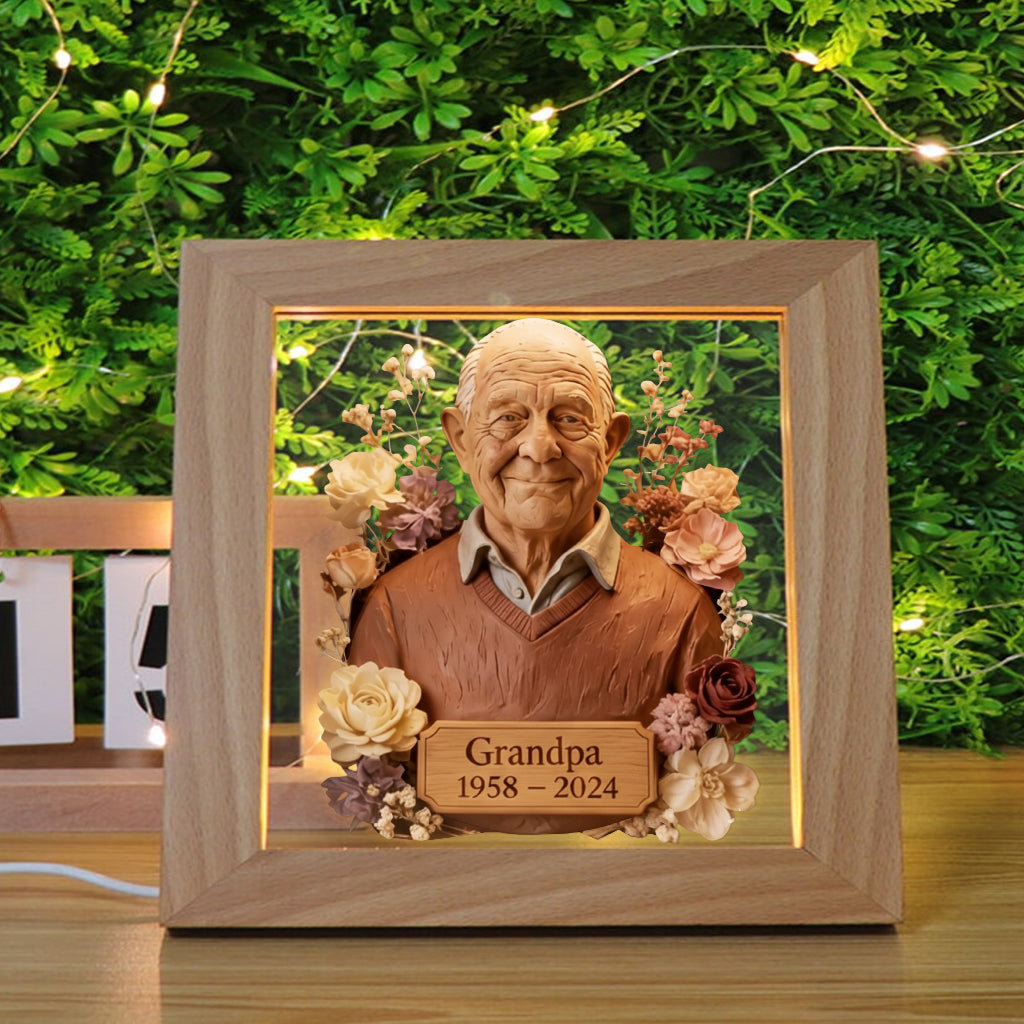 Custom From Any Photo - Personalized Memorial Wooden Frame LED Light