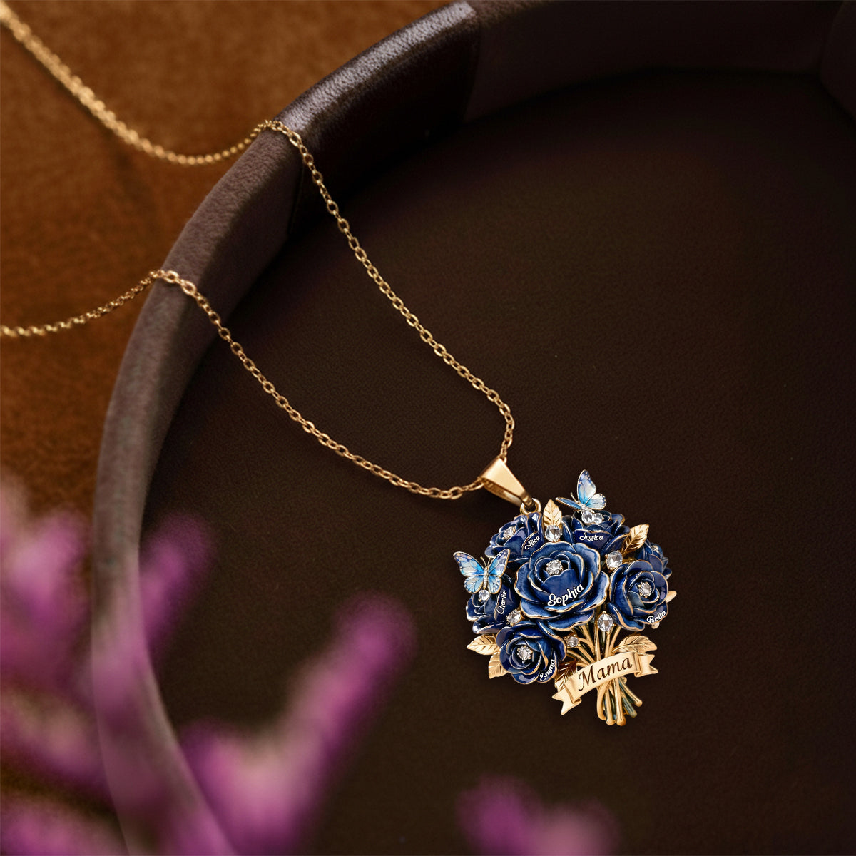 I Love You Mom - Personalized Mother Shaped Metal Pendant Necklace