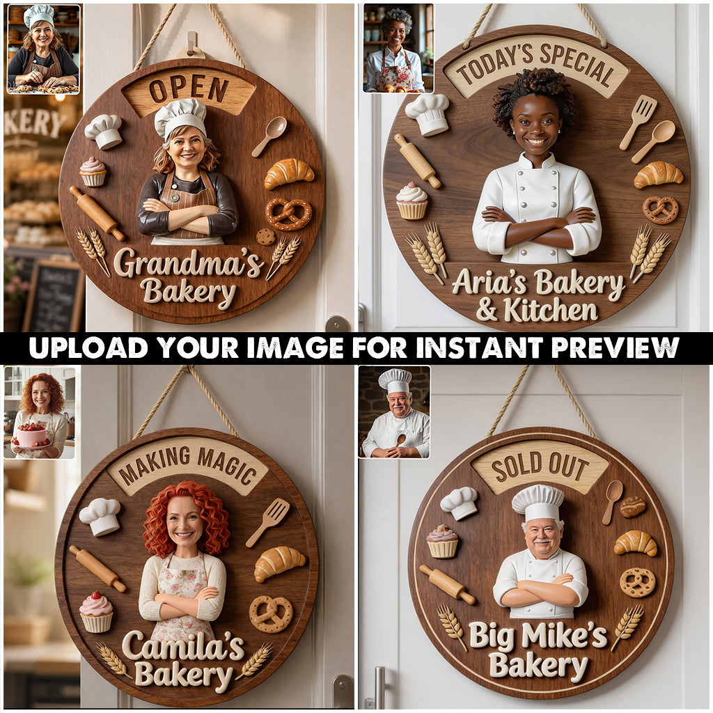 Baker's Happy Place - Personalized Baking Spinner Sign Custom Shape