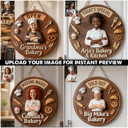 Baker's Happy Place - Personalized Baking Spinner Sign Custom Shape