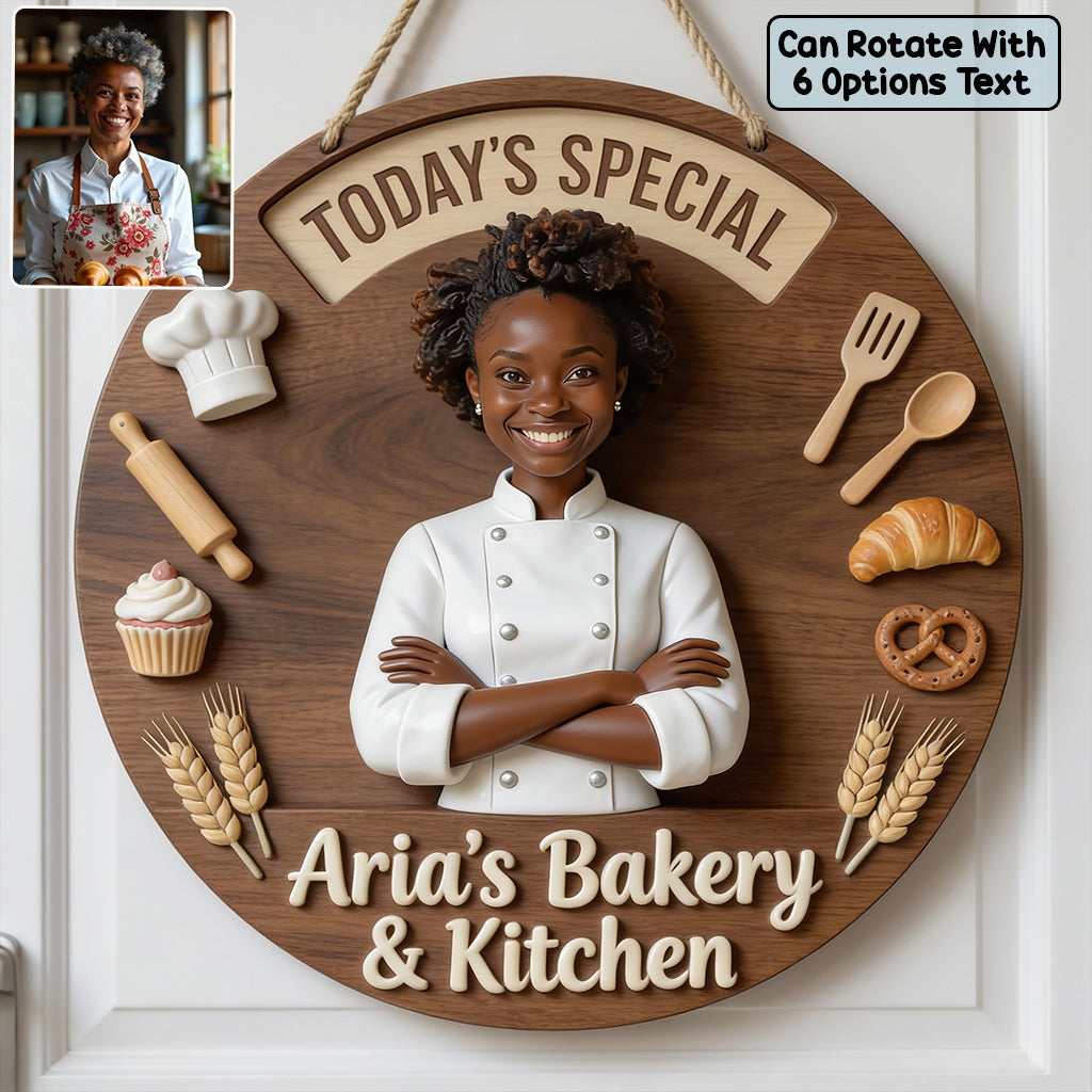 Baker's Happy Place - Personalized Baking Spinner Sign Custom Shape