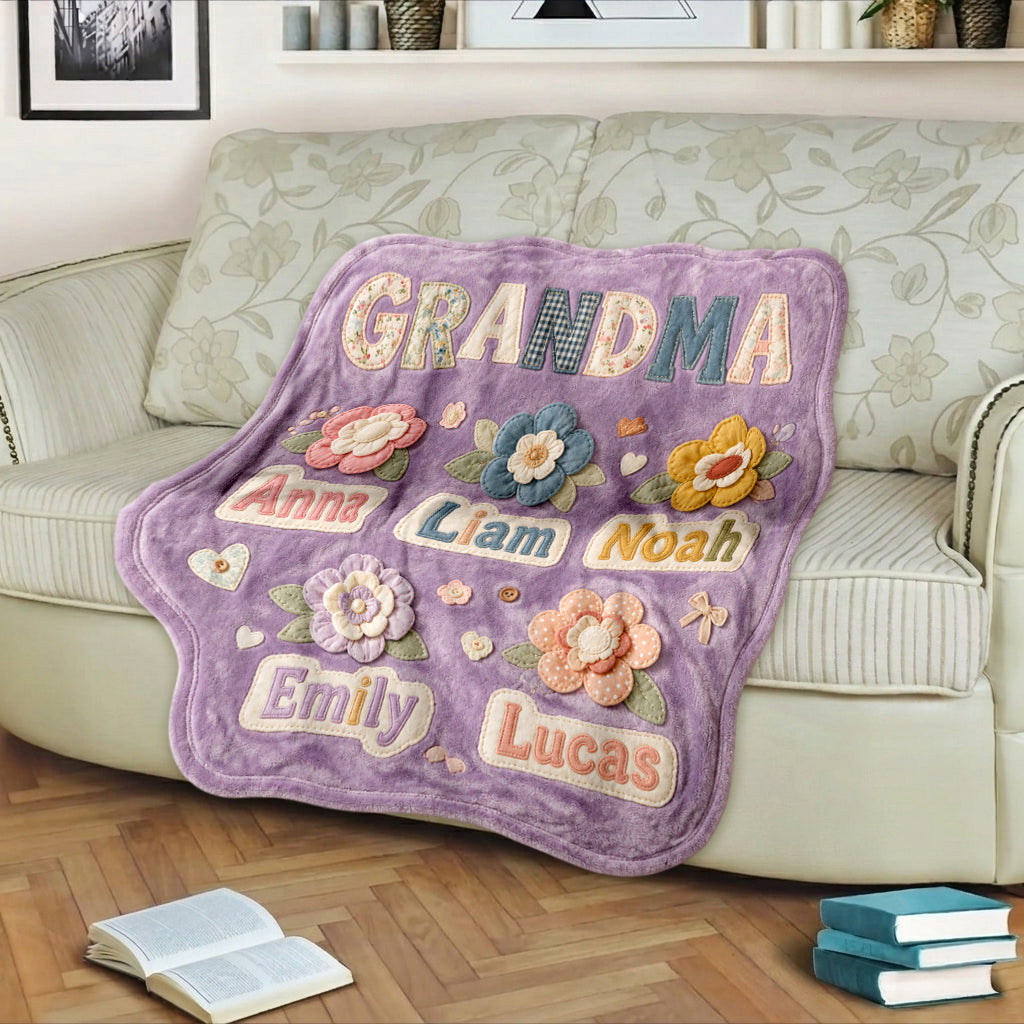 Grandma Mother Garden - Personalized Grandma Shaped Fleece Blanket