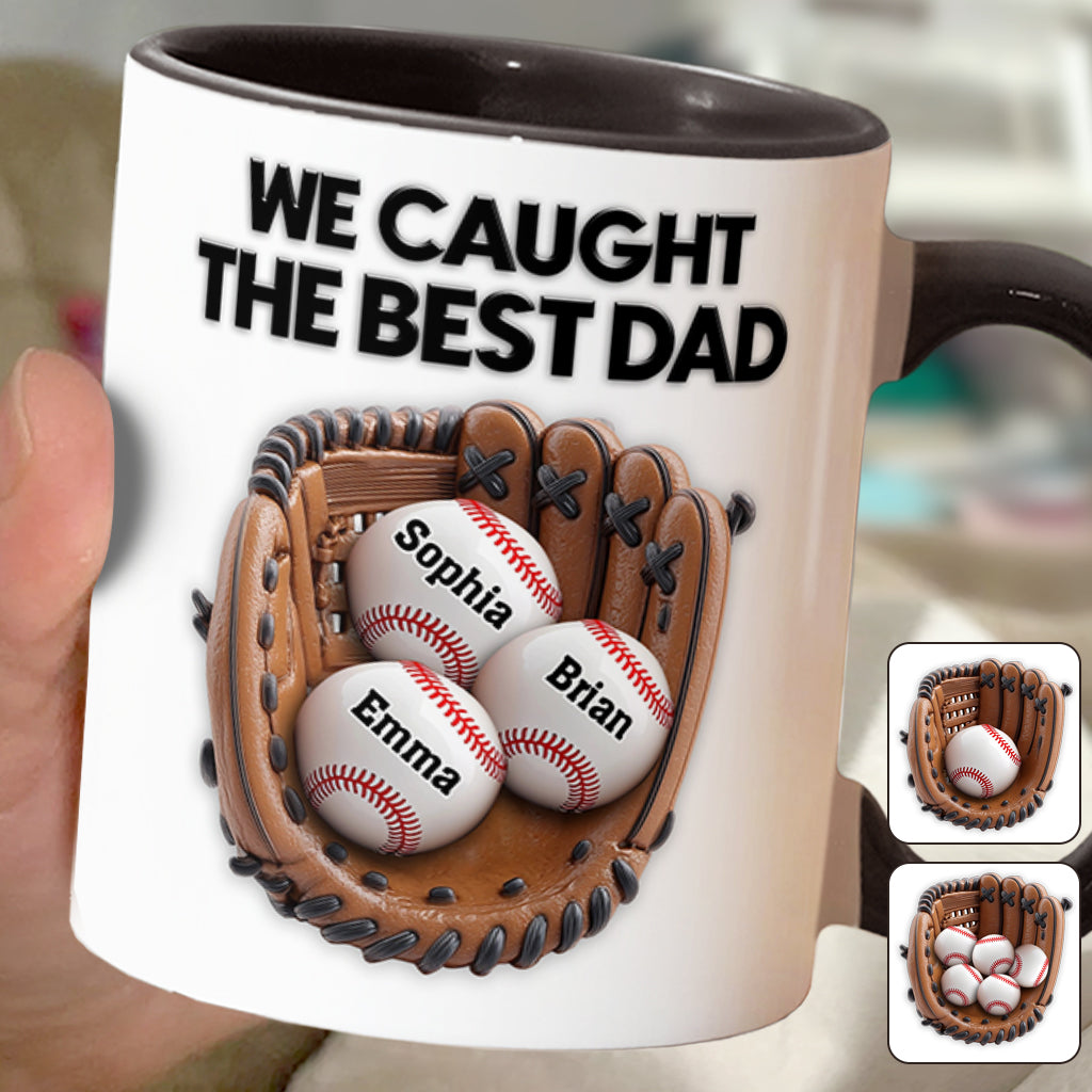 We Caught The Best Dad - Personalized Baseball Accent Mug