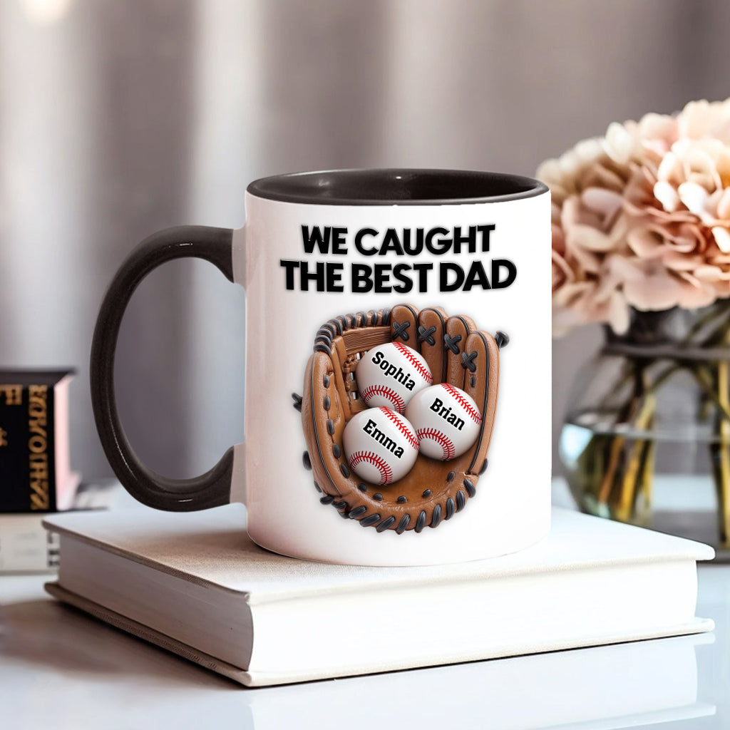 We Caught The Best Dad - Personalized Baseball Accent Mug
