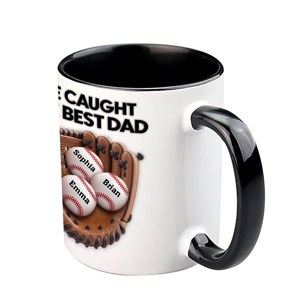 We Caught The Best Dad - Personalized Baseball Accent Mug