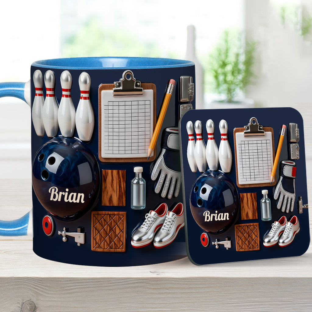 Love Bowling - Personalized Bowling Accent Mug & Coaster