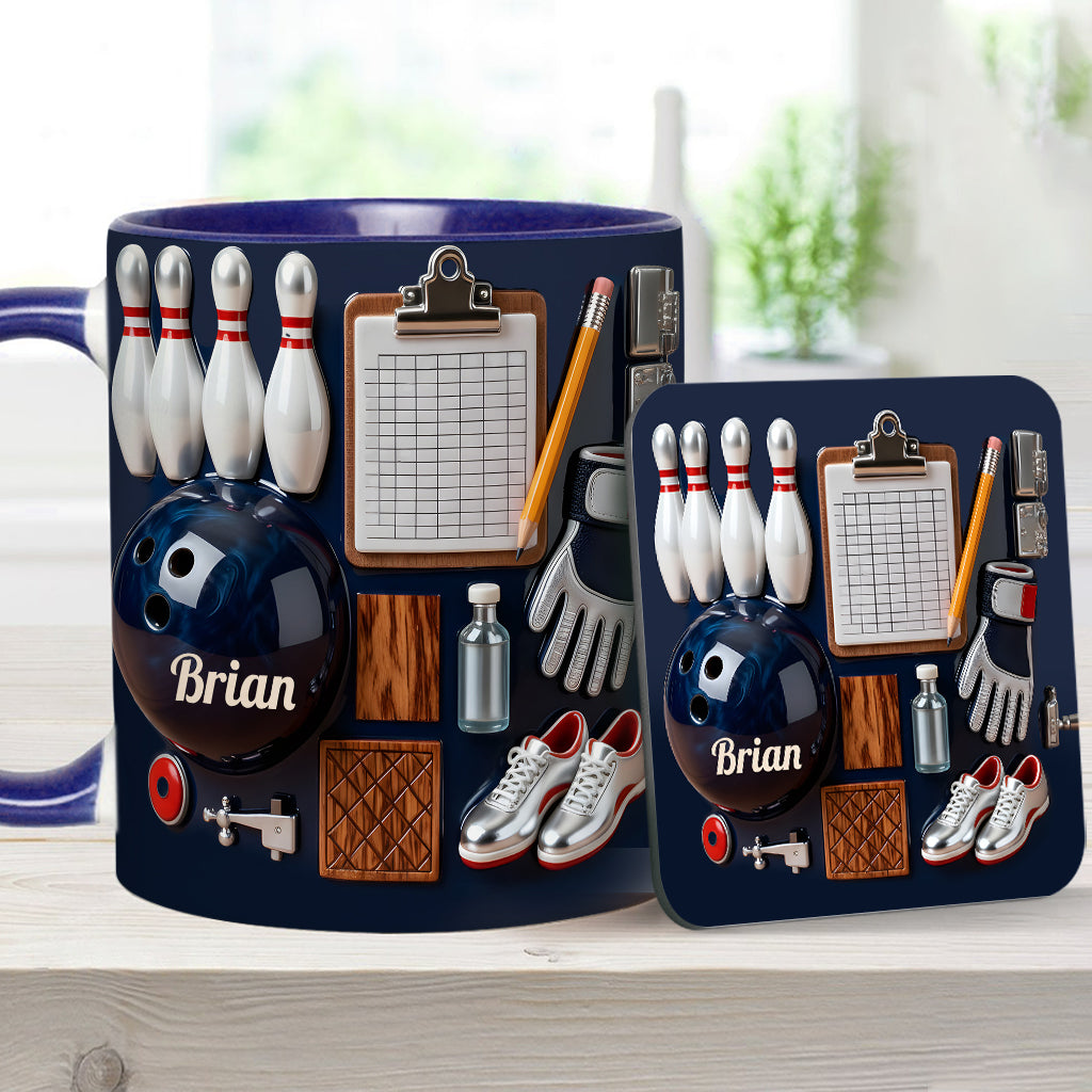 Love Bowling - Personalized Bowling Accent Mug & Coaster