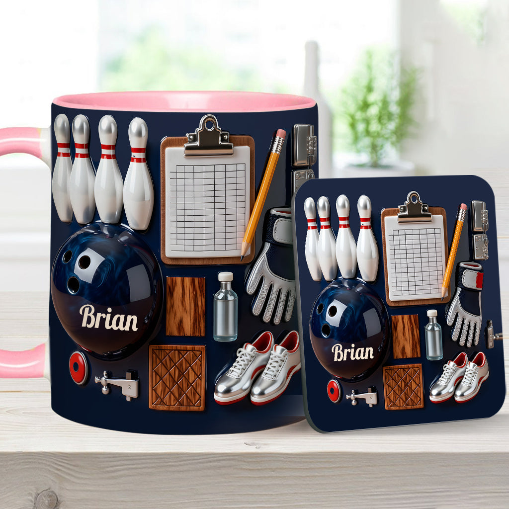 Love Bowling - Personalized Bowling Accent Mug & Coaster