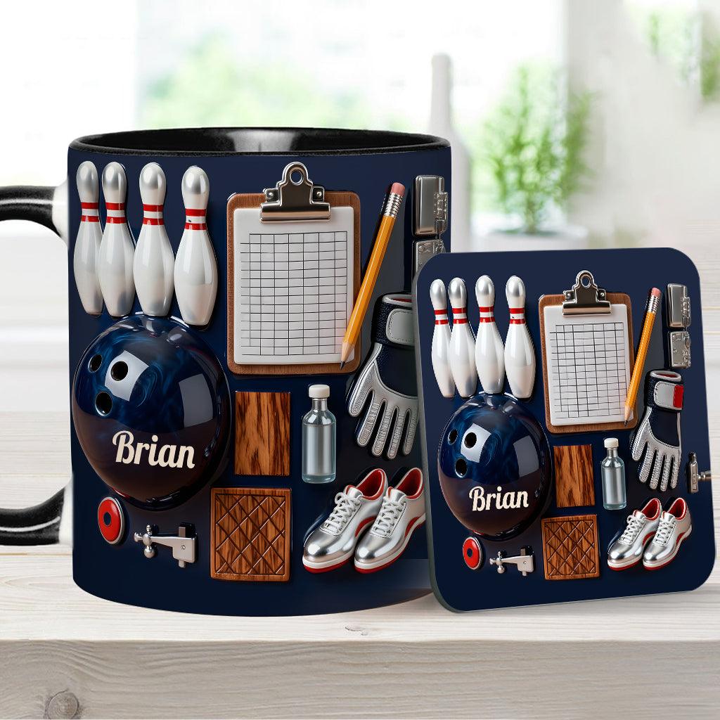 Love Bowling - Personalized Bowling Accent Mug & Coaster