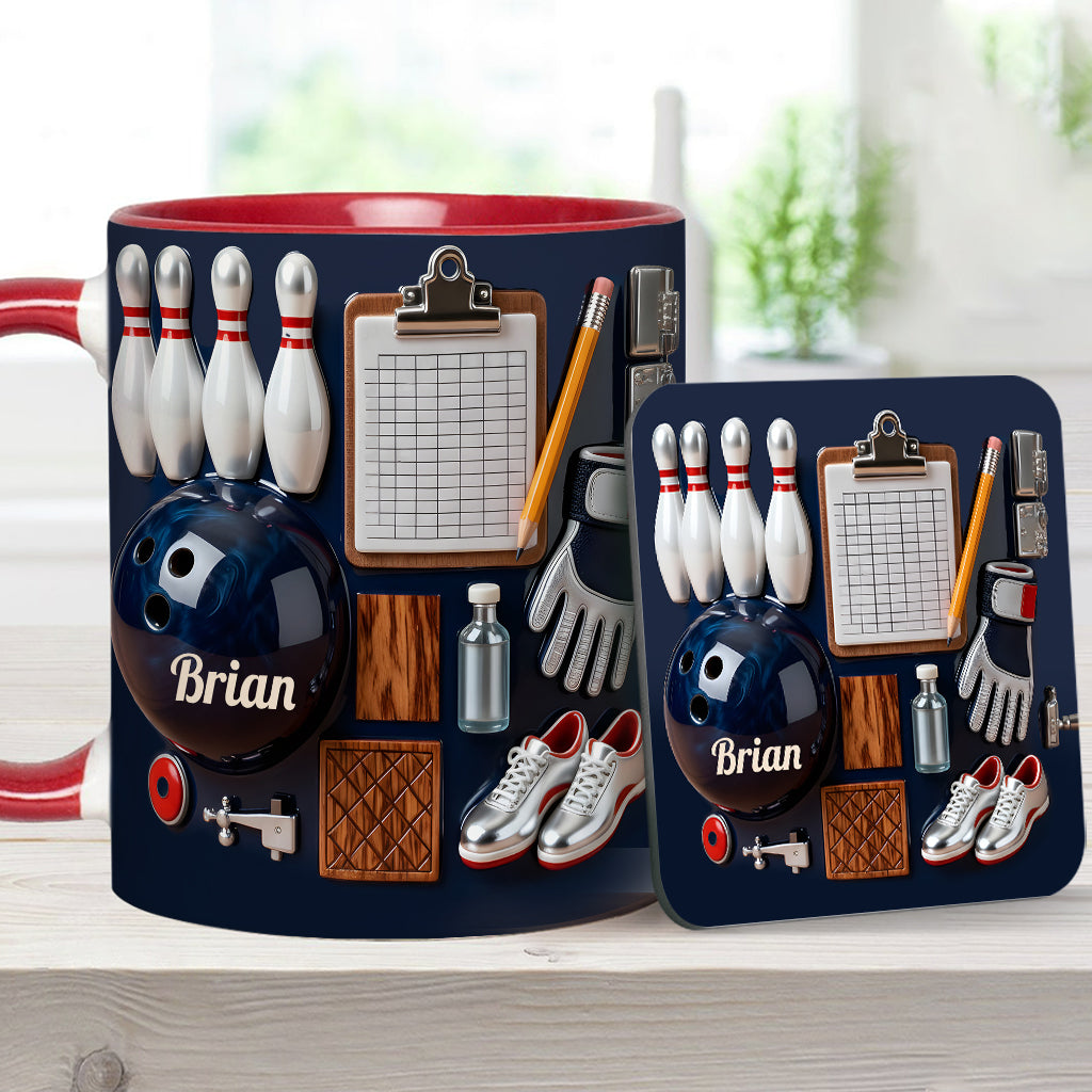 Love Bowling - Personalized Bowling Accent Mug & Coaster