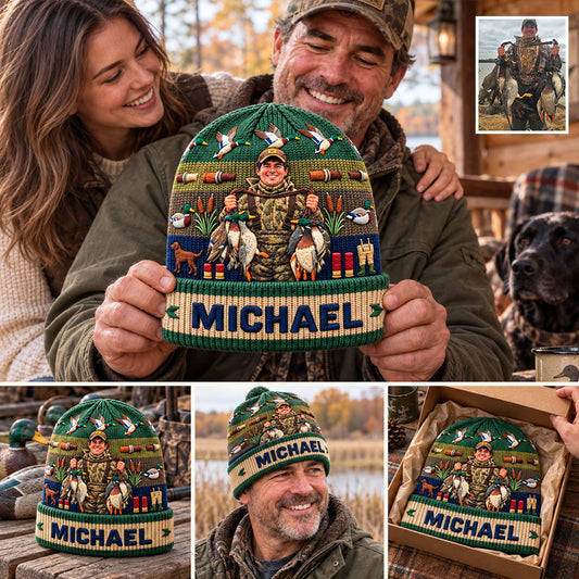 Love Hunting Gift For Family, Friends - Personalized Hunting Beanie Hat