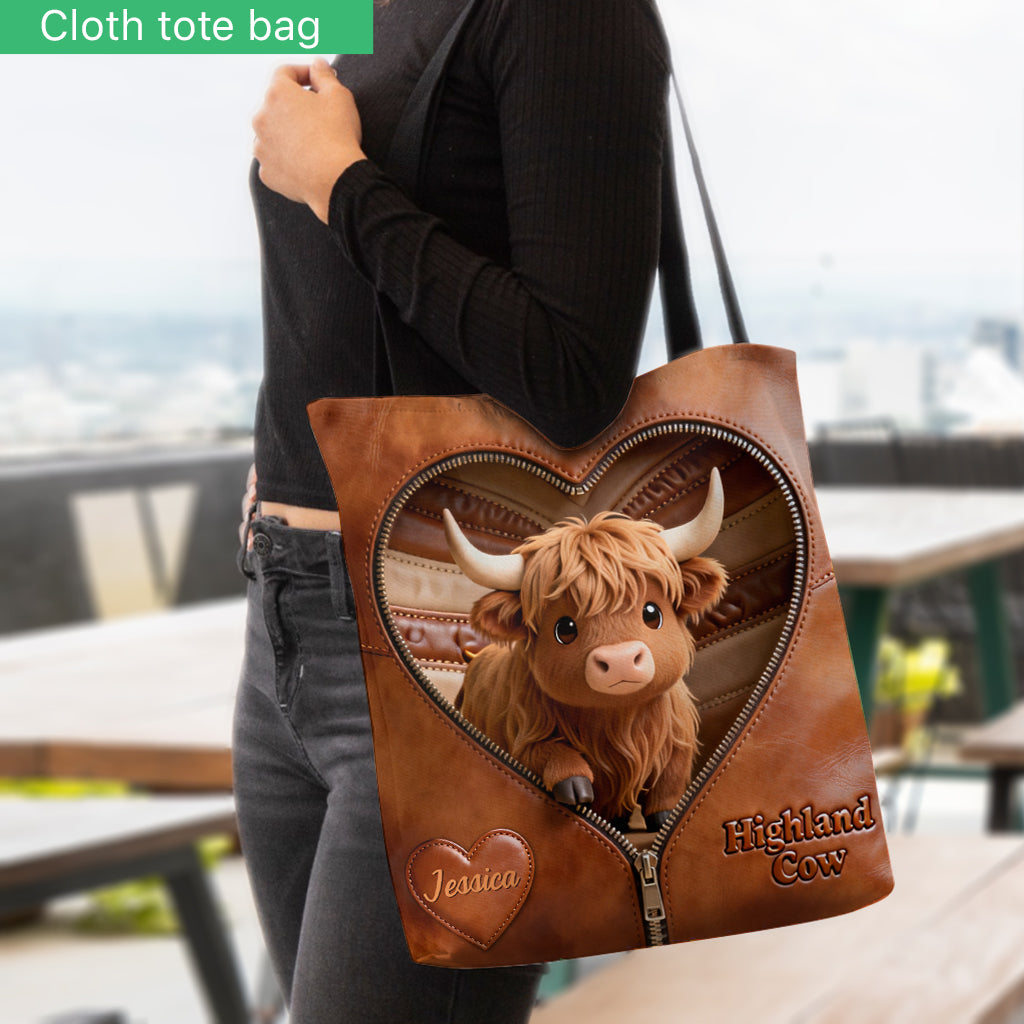 Love Highland Cows - Personalized Highland Cow Tote Bag