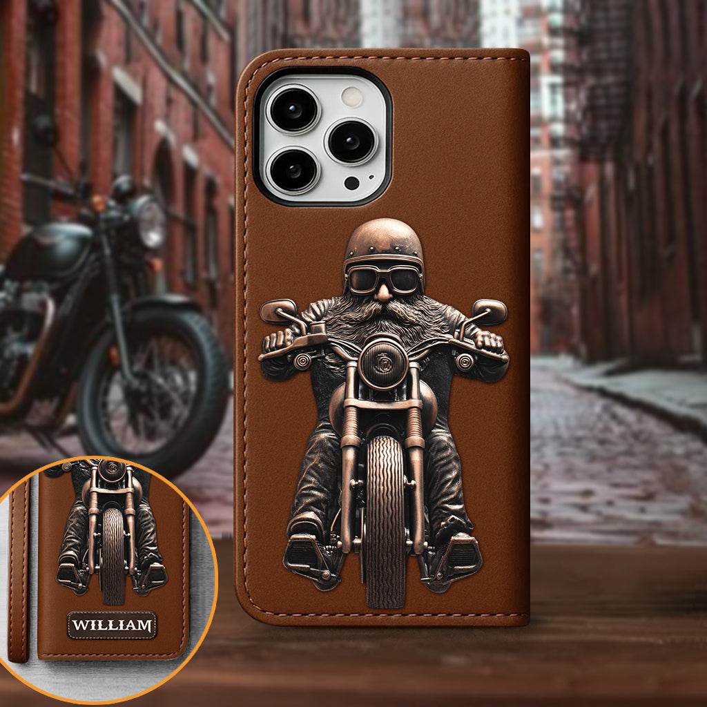 Never Underestimate An Old Man With A Motorcycle - Personalized Biker Wallet Phone Case With Strap