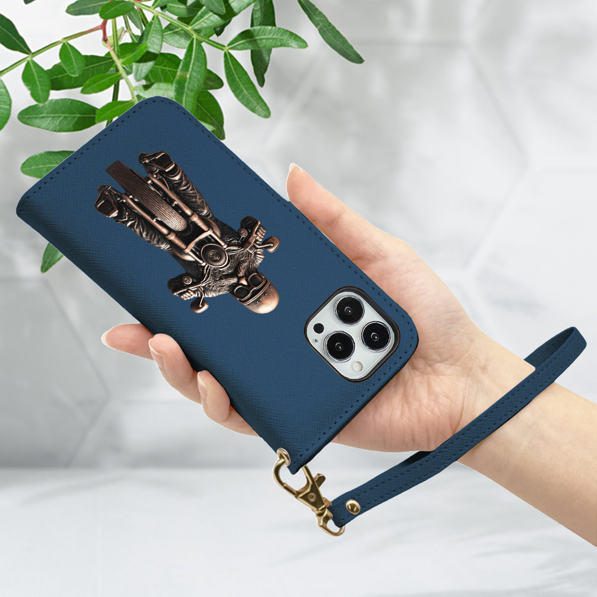 Never Underestimate An Old Man With A Motorcycle - Personalized Biker Wallet Phone Case With Strap