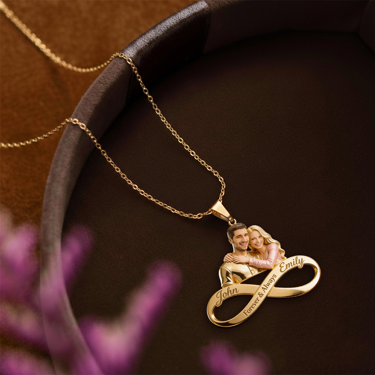 Couple Gift - Personalized Couple Shaped Metal Pendant Necklace