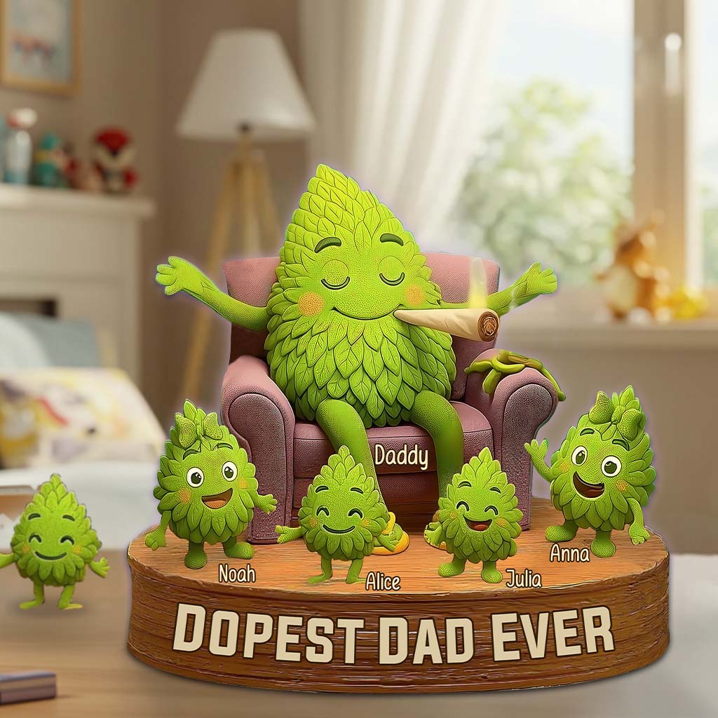 Dopest Dad Ever - Personalized Weed Custom Shaped Acrylic Plaque