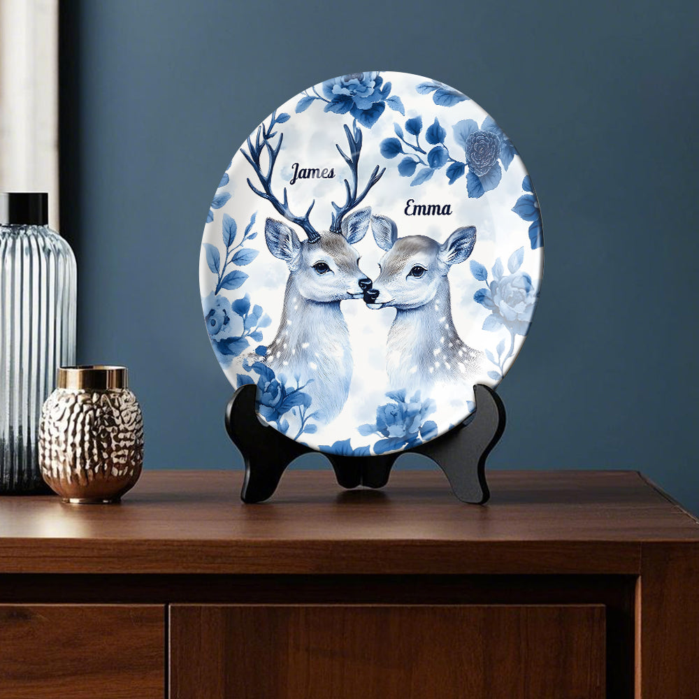 Hunting Couple - Personalized Hunting Ceramic Round Plate