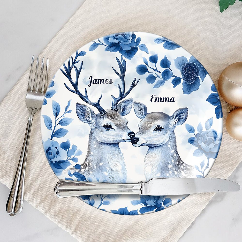 Hunting Couple - Personalized Hunting Ceramic Round Plate