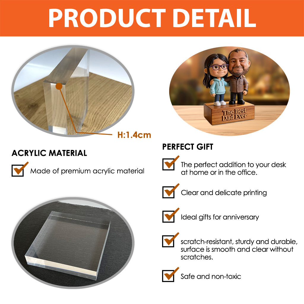 Father Gift, Funny Gift for Dad - Personalized Father Custom Shaped Acrylic Plaque