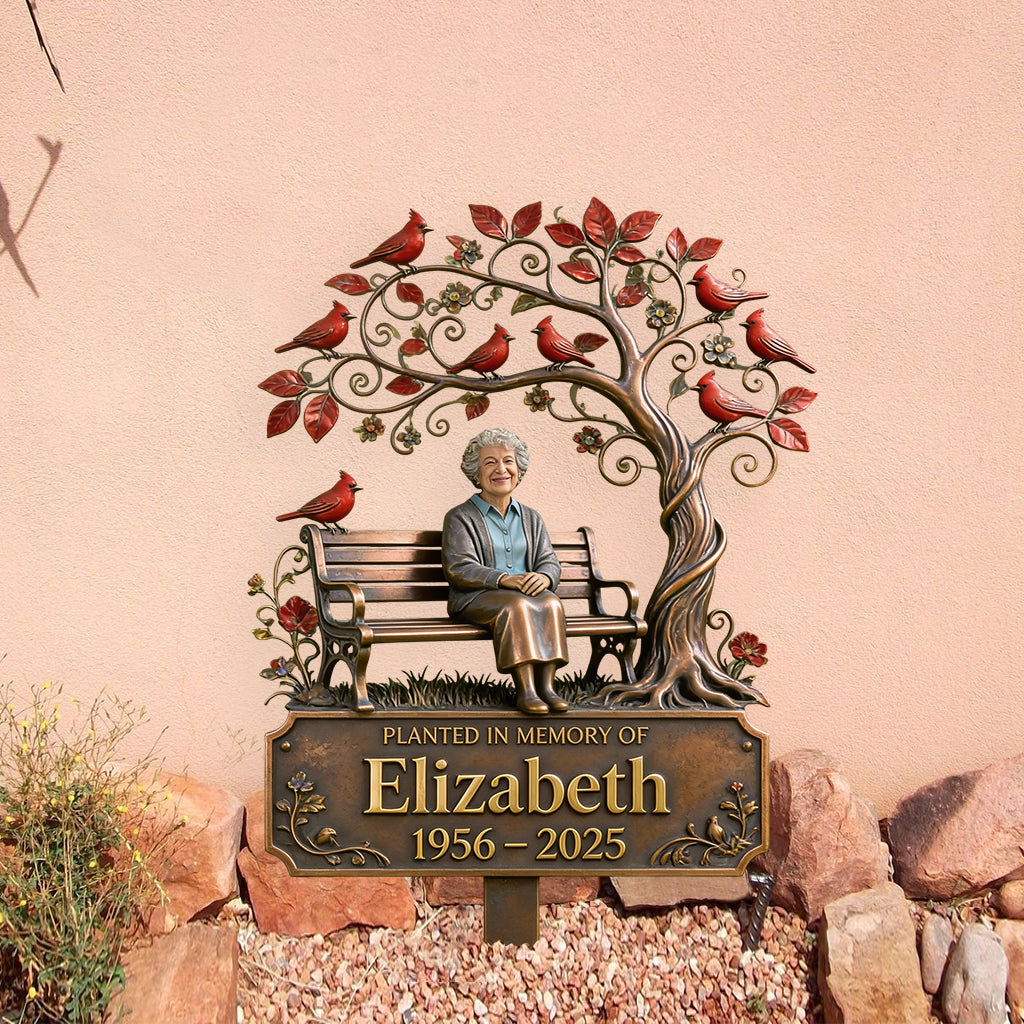 Memorial Garden Stake Cardinal Remembrance Gift - Personalized Memorial 3D Printed Cut Metal Sign