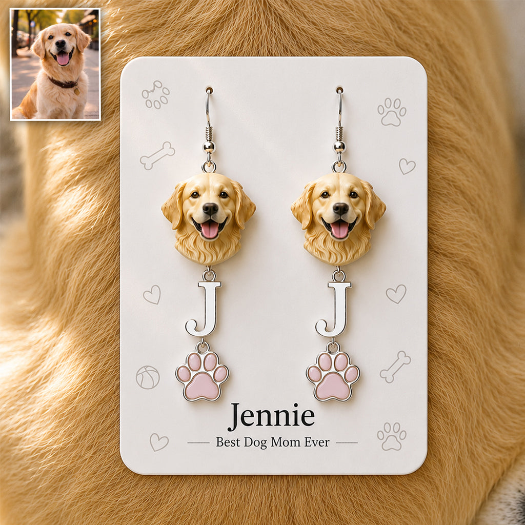 Dog Mom - Personalized Dog Earrings With Card