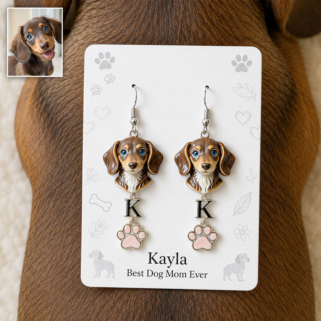 Dog Mom - Personalized Dog Earrings With Card