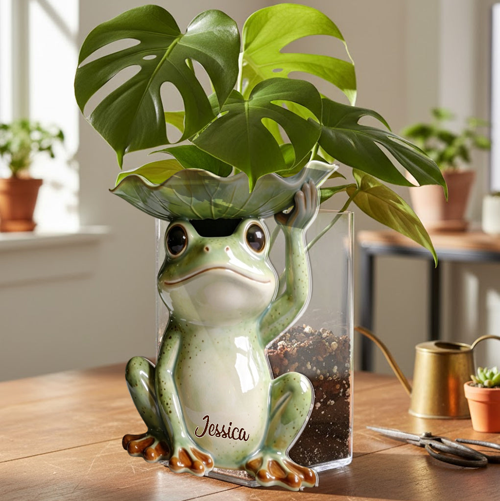 Just A Woman Who Loves Frog - Personalized Frog Acrylic Pot