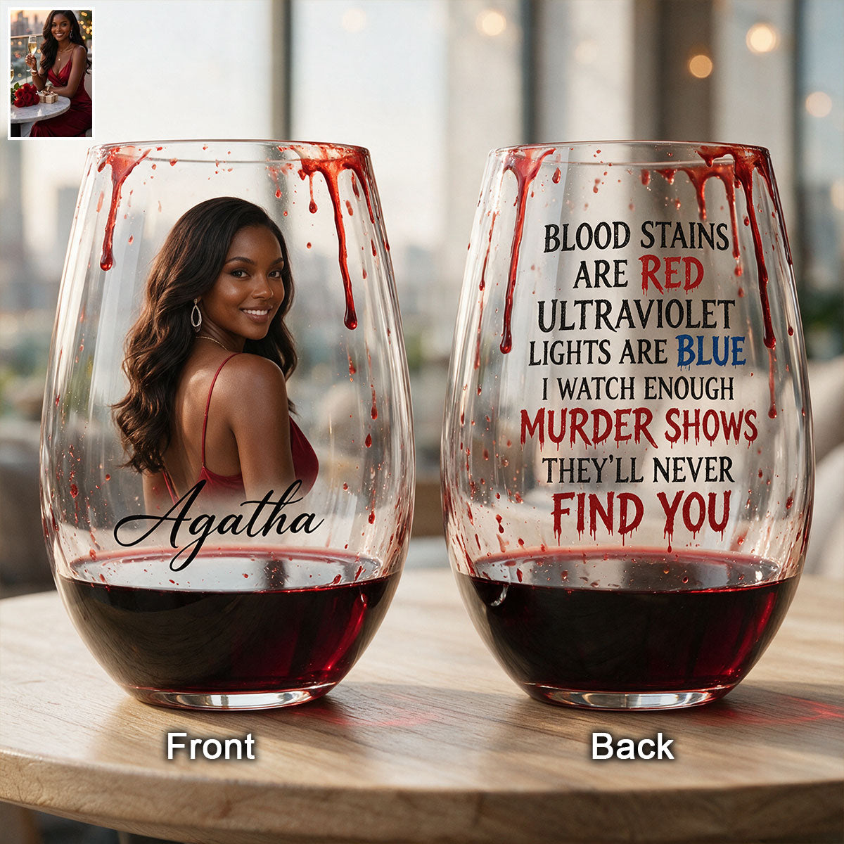 Bloody Sip - Personalized Wine All Over Wine Glass
