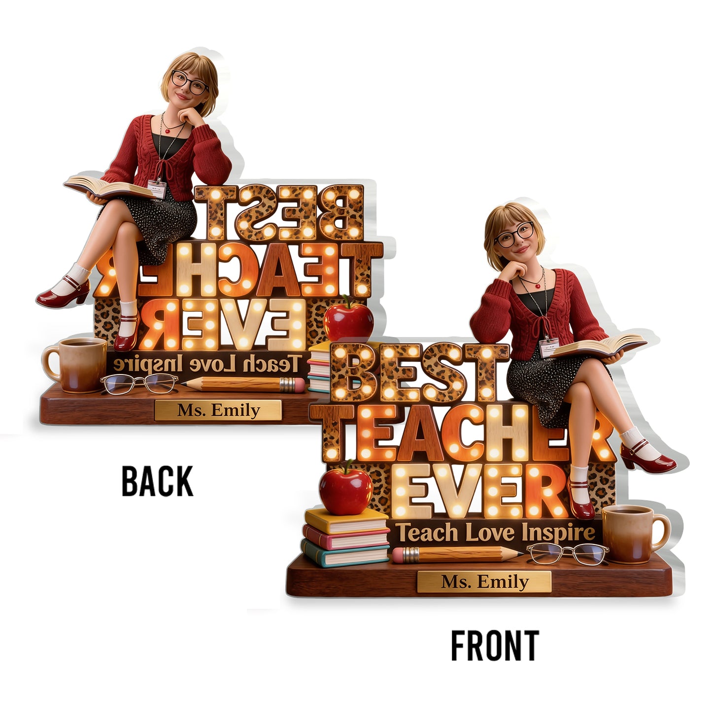 Best Teacher - Personalized Teacher 2-Side Printed Acrylic Plaque
