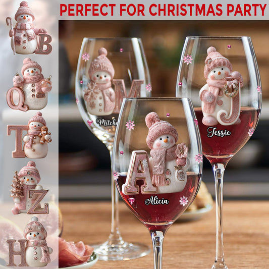 Merry Christmas - Personalized Family Wine Glass With Long Stem