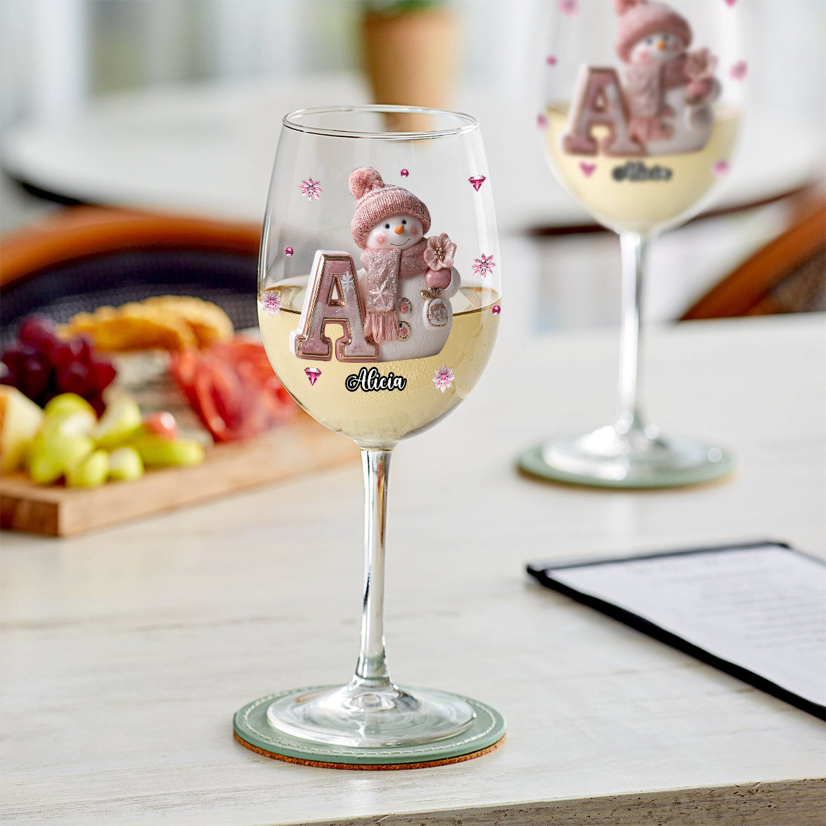 Merry Christmas - Personalized Family Wine Glass With Long Stem