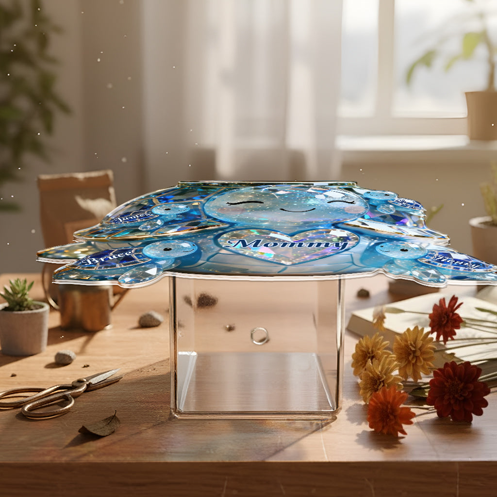 Cute Sparkling Turtle Mom - Personalized Turtle Acrylic Pot