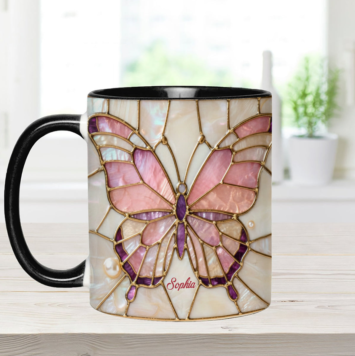 Love Butterflies - Personalized Butterfly Set Accent Mug with Acrylic Stirrers