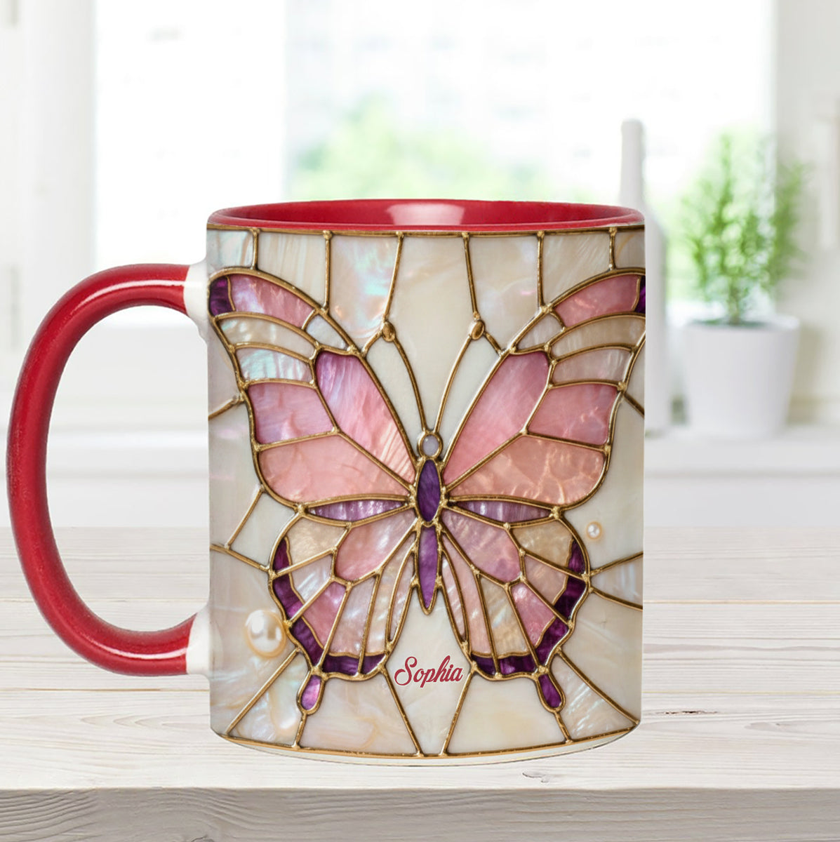 Love Butterflies - Personalized Butterfly Set Accent Mug with Acrylic Stirrers