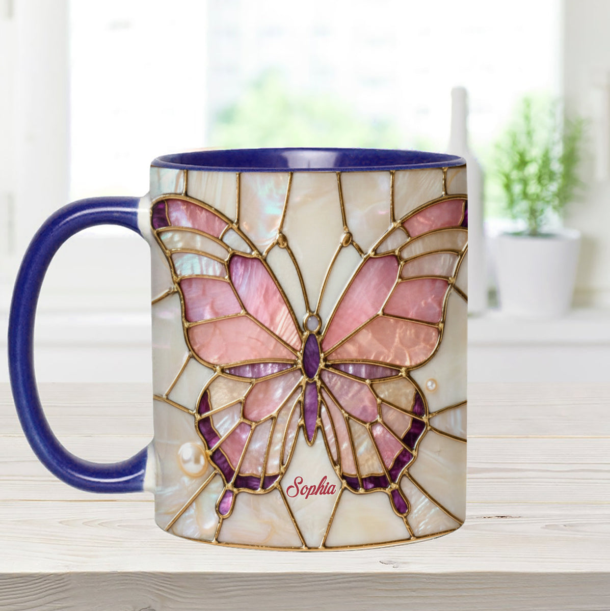 Love Butterflies - Personalized Butterfly Set Accent Mug with Acrylic Stirrers