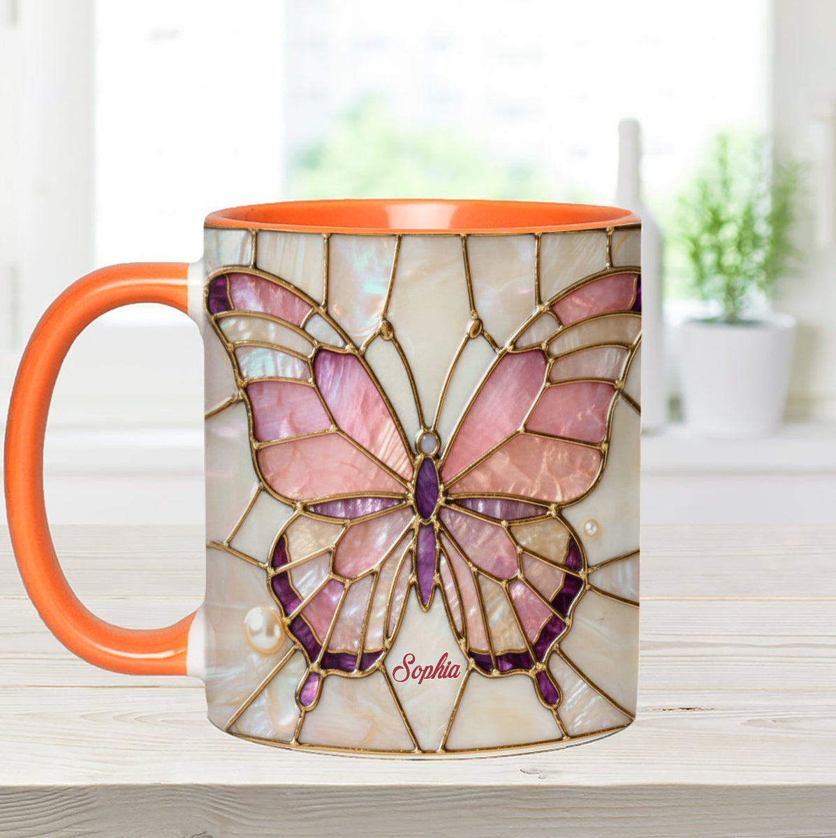 Love Butterflies - Personalized Butterfly Set Accent Mug with Acrylic Stirrers