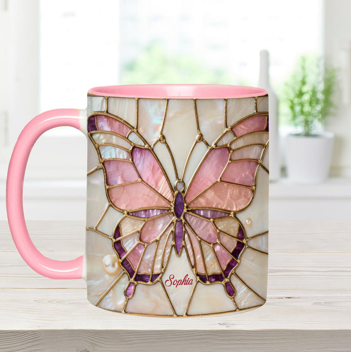 Love Butterflies - Personalized Butterfly Set Accent Mug with Acrylic Stirrers