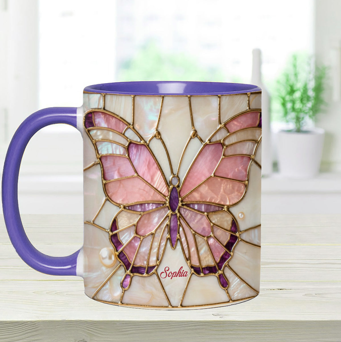 Love Butterflies - Personalized Butterfly Set Accent Mug with Acrylic Stirrers