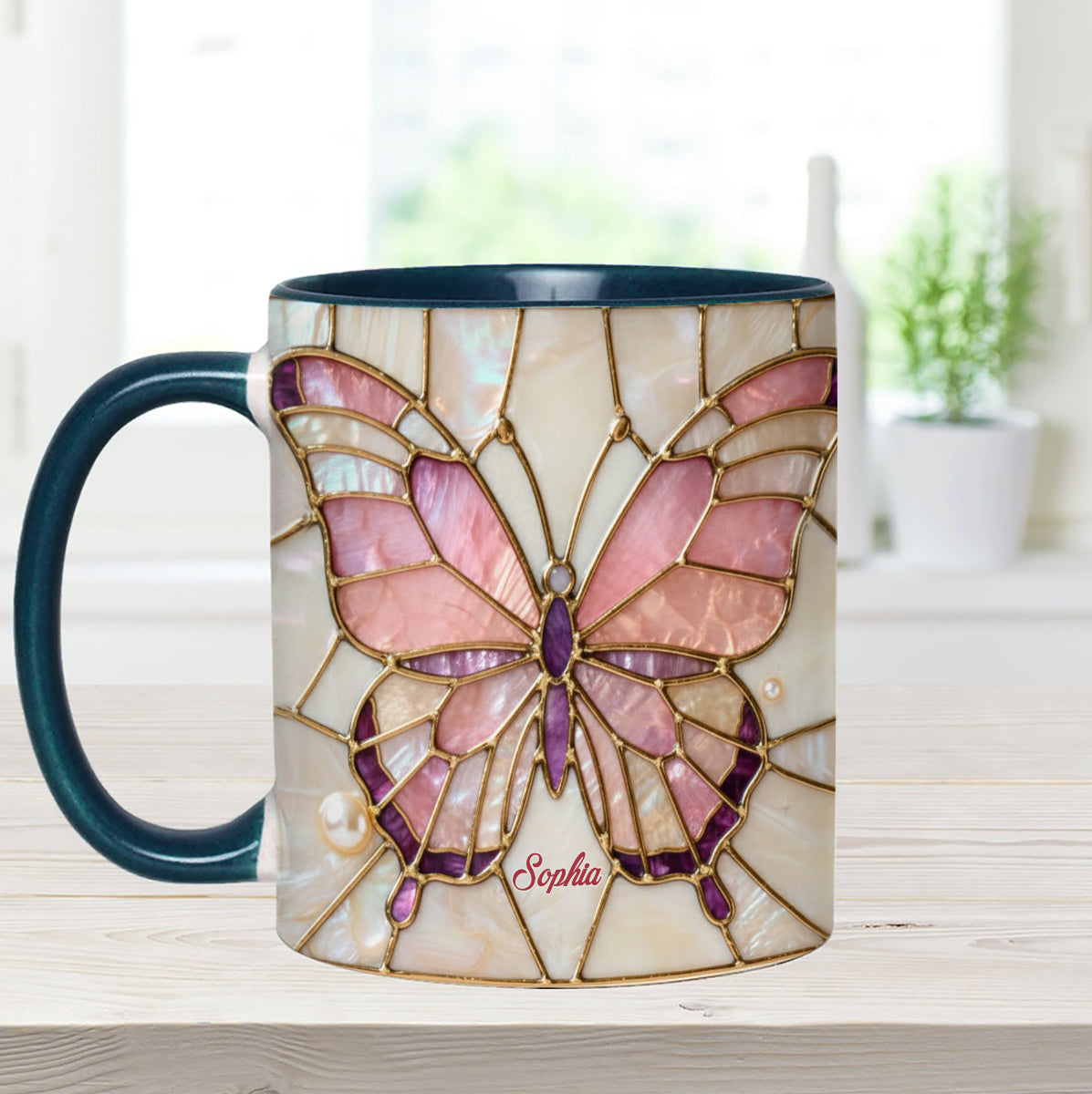 Love Butterflies - Personalized Butterfly Set Accent Mug with Acrylic Stirrers