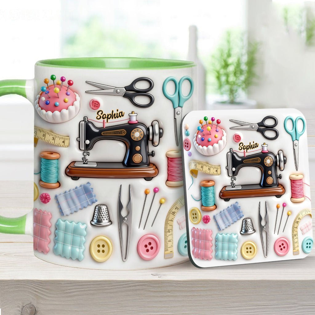 Love Sewing - Personalized Sewing Accent Mug & Coaster