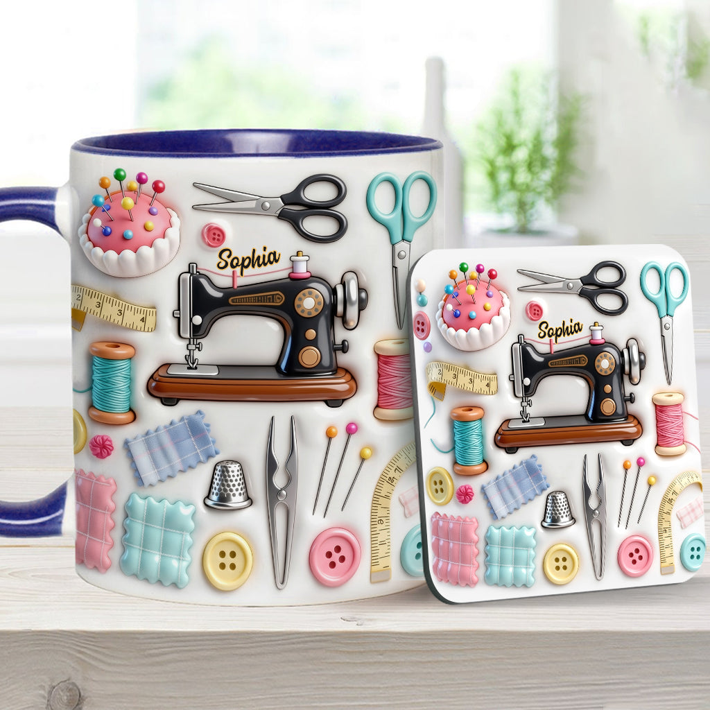Love Sewing - Personalized Sewing Accent Mug & Coaster