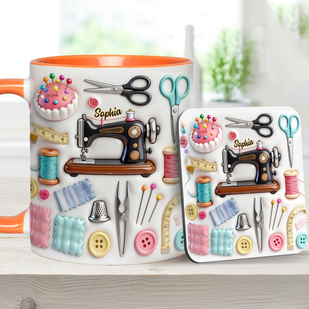 Love Sewing - Personalized Sewing Accent Mug & Coaster