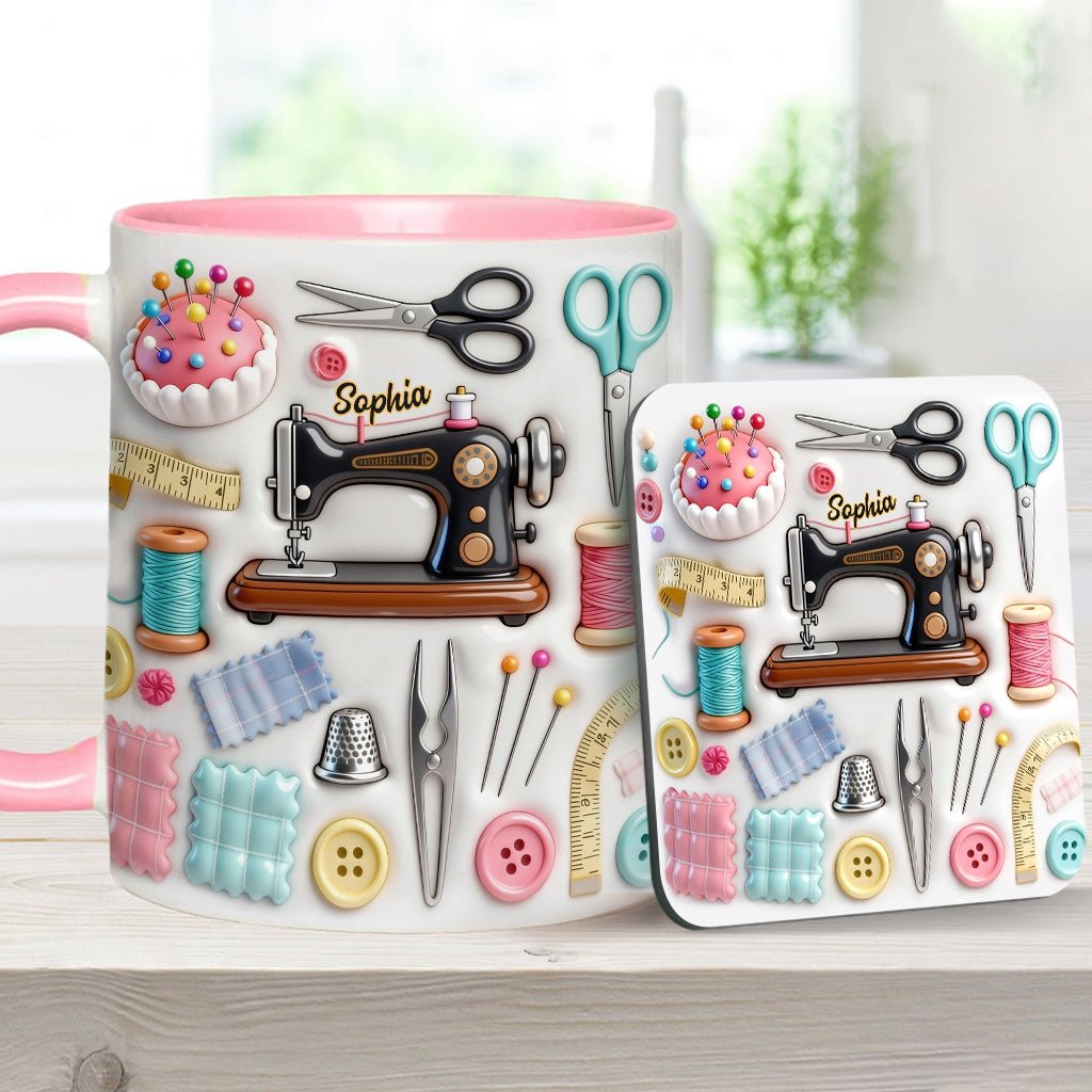 Love Sewing - Personalized Sewing Accent Mug & Coaster