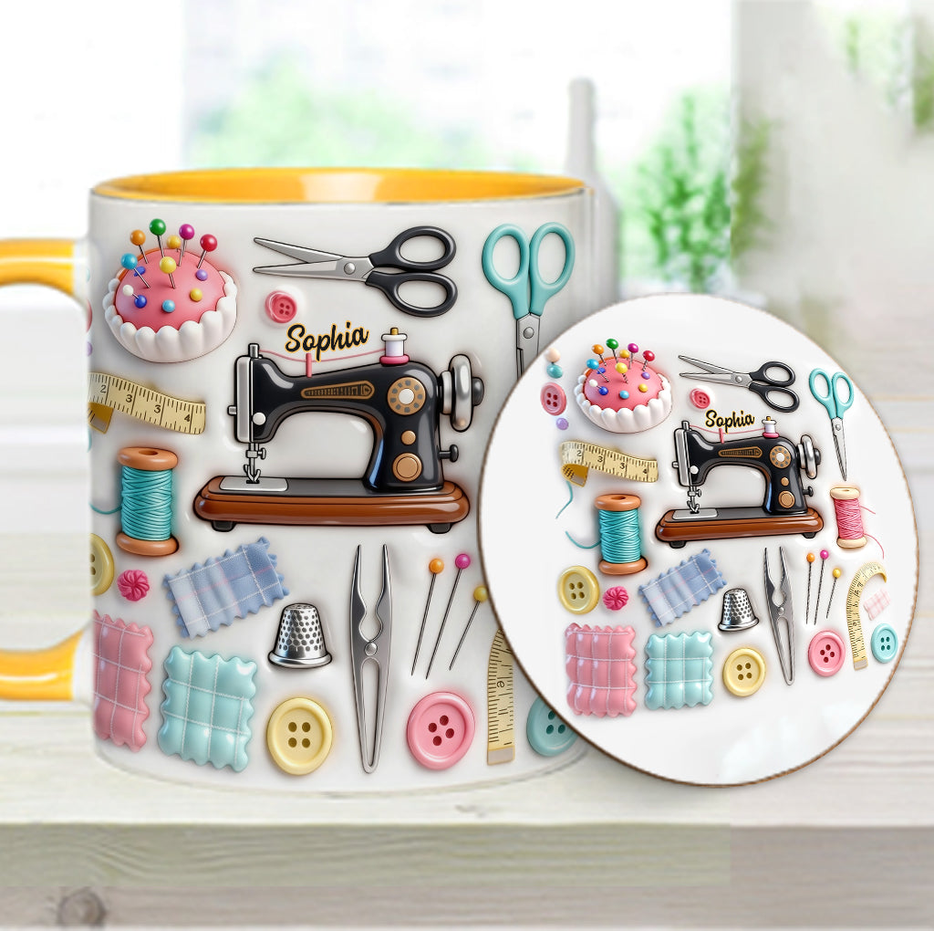 Love Sewing - Personalized Sewing Accent Mug & Coaster