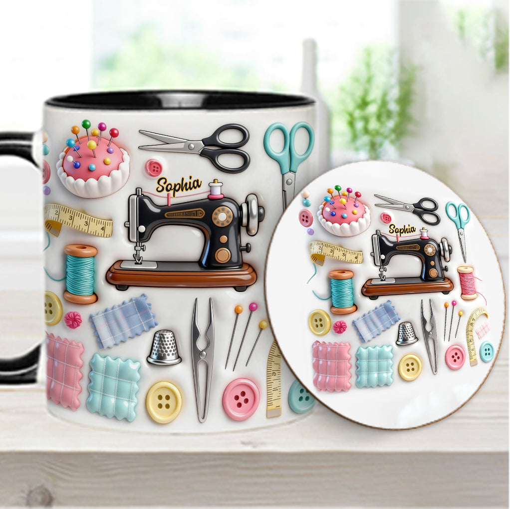 Love Sewing - Personalized Sewing Accent Mug & Coaster